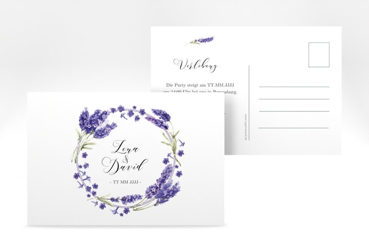 Verlobungskarte Hochzeit Lavendel A6 Postkarte