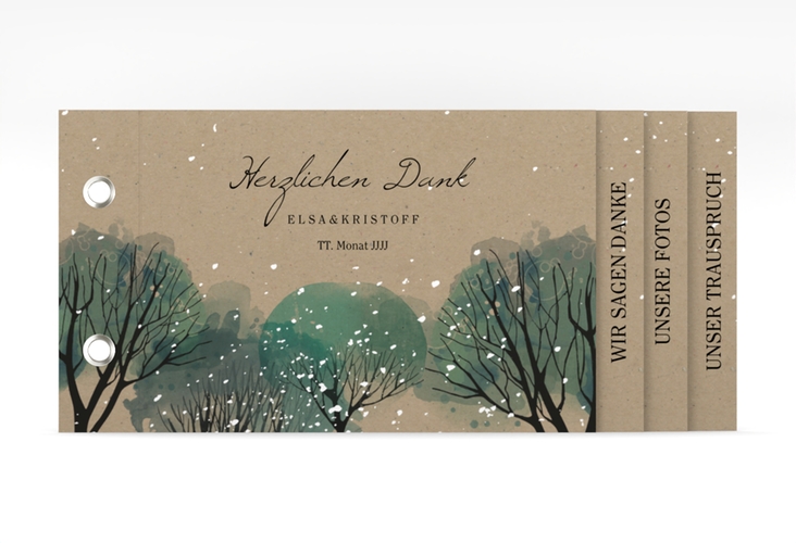 Danksagungskarte Hochzeit Winterhochzeit Booklet Kraftpapier