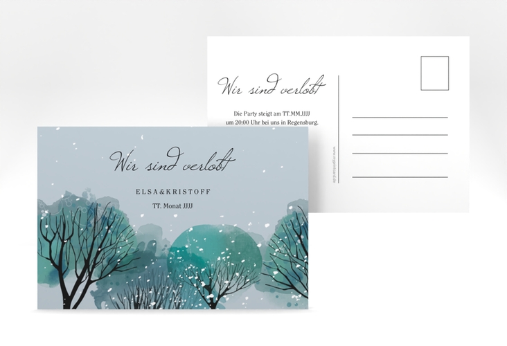 Verlobungskarte Winterhochzeit A6 Postkarte