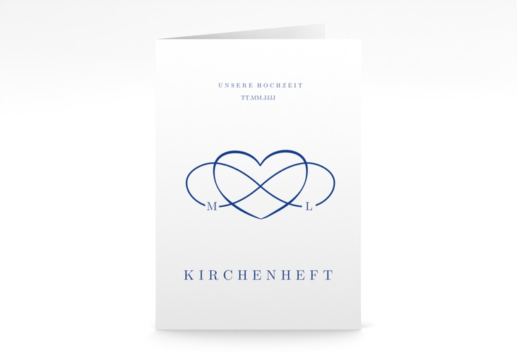 Kirchenheft Hochzeit Infinity A5 Klappkarte hoch blau