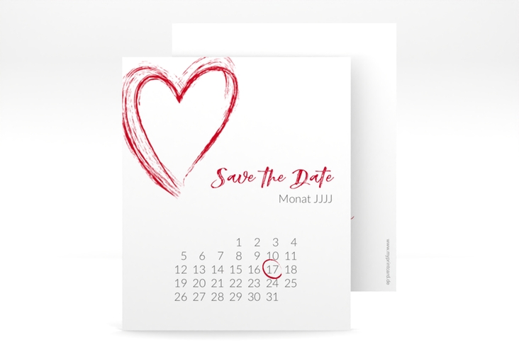 Save the Date-Kalenderblatt Liebe Kalenderblatt-Karte rot