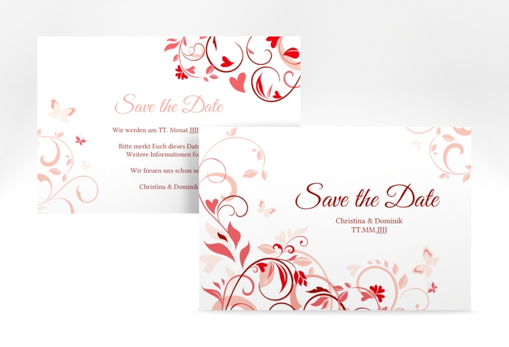 Save the Date-Karte Lilly A6 Karte quer rot