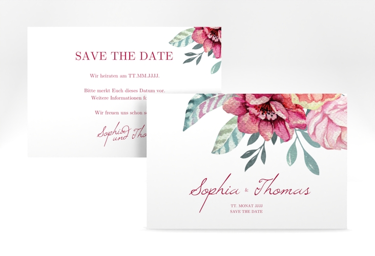 Save the Date-Karte Blooming A6 Karte quer weiss