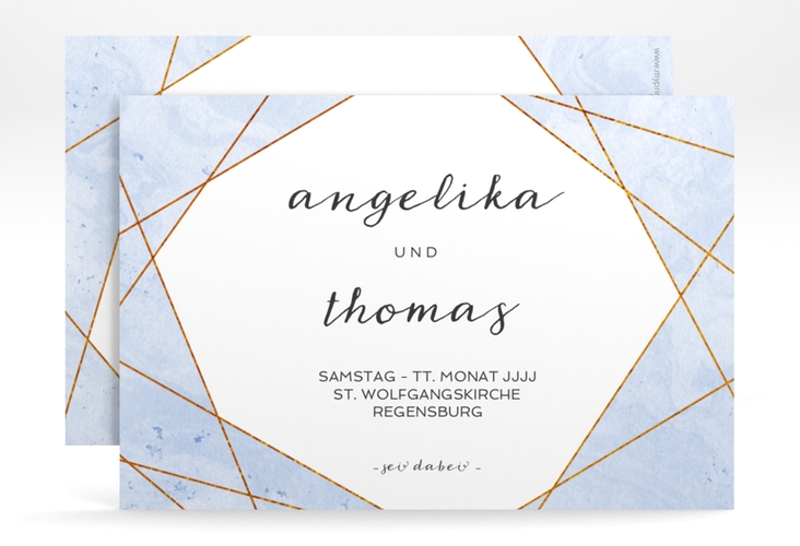 Save the Date-Karte Asymmetry A6 Karte quer blau