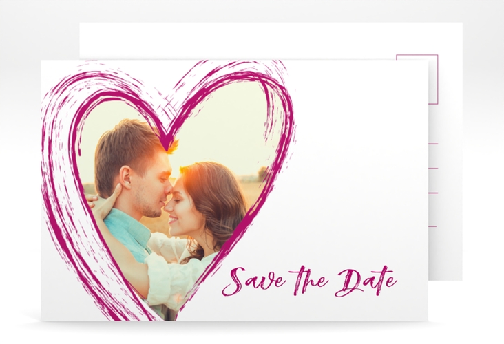 Save the Date-Postkarte Liebe A6 Postkarte pink hochglanz