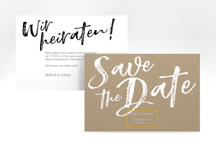 Save the Date-Karte Words A6 Karte quer Kraftpapier