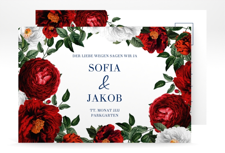 Save the Date-Postkarte Florista A6 Postkarte weiss hochglanz