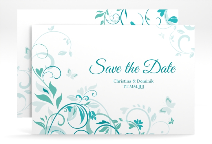 Save the Date-Karte Lilly A6 Karte quer tuerkis