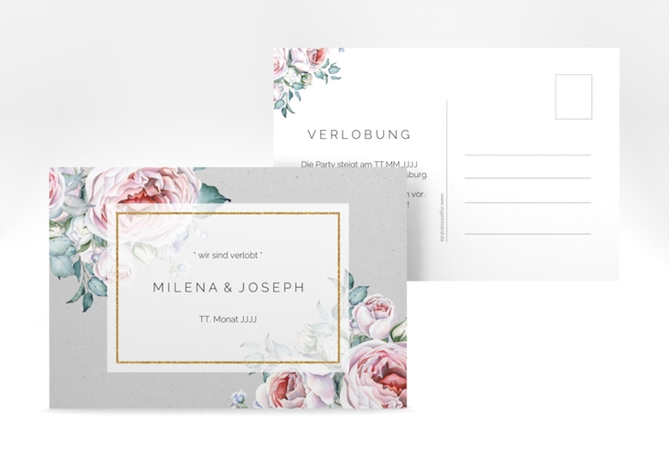 Verlobungskarte Hochzeit Embrace A6 Postkarte grau