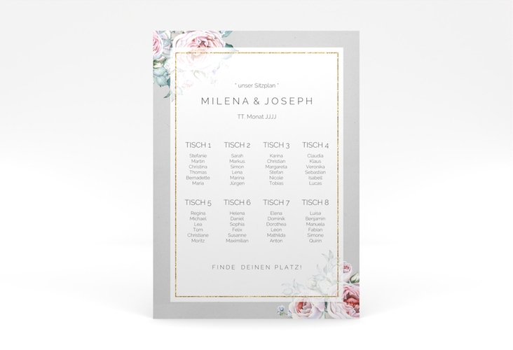 Sitzplan Poster Hochzeit Embrace 50 x 70 cm Poster grau