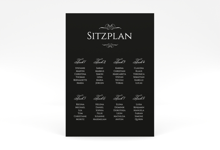 Sitzplan Poster Hochzeit Elegancy 50 x 70 cm Poster schwarz