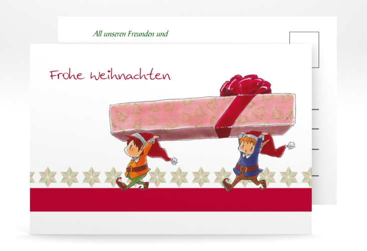 Weihnachtskarte Wichtel A6 Postkarte mit Wichteln