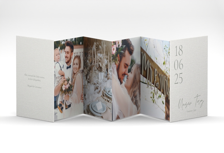 Foto-Leporello Hochzeit Day Leporello weiss mit Datum im minimalistischen Design