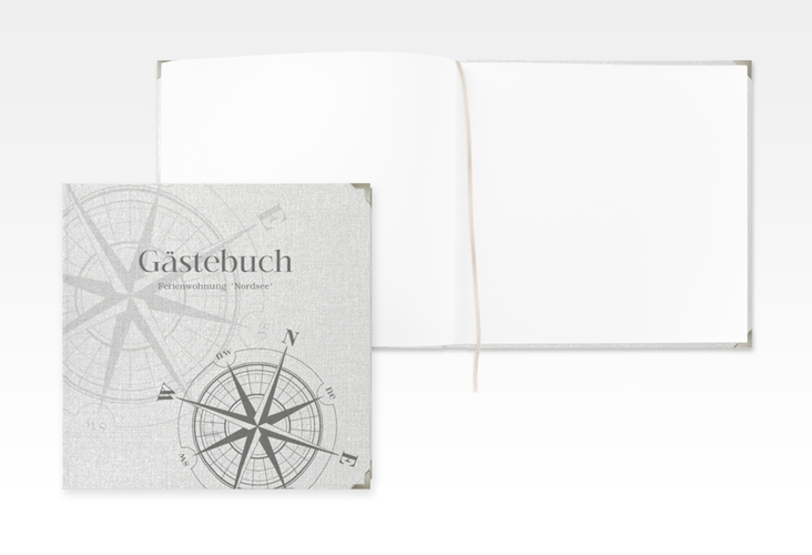 Gästebuch Selection Ferienwohnung Nordsee Leinen-Hardcover grau mit Windrose