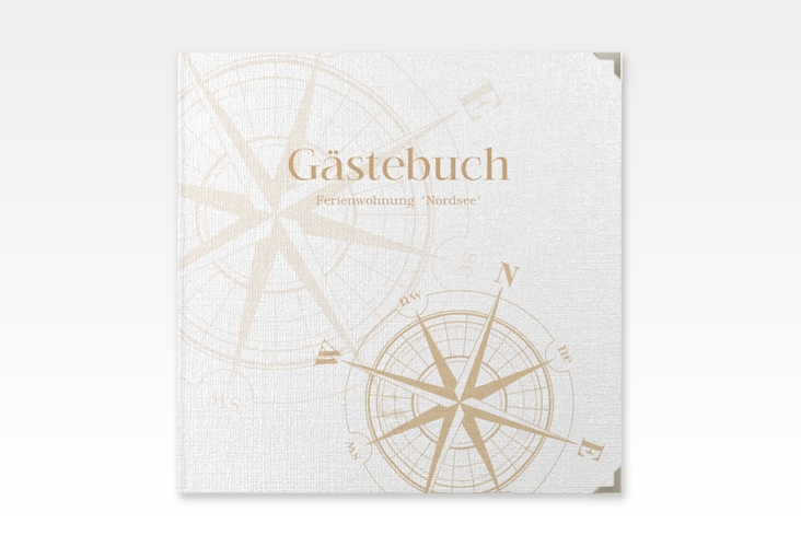 Gästebuch Selection Ferienwohnung Nordsee Leinen-Hardcover beige mit Windrose