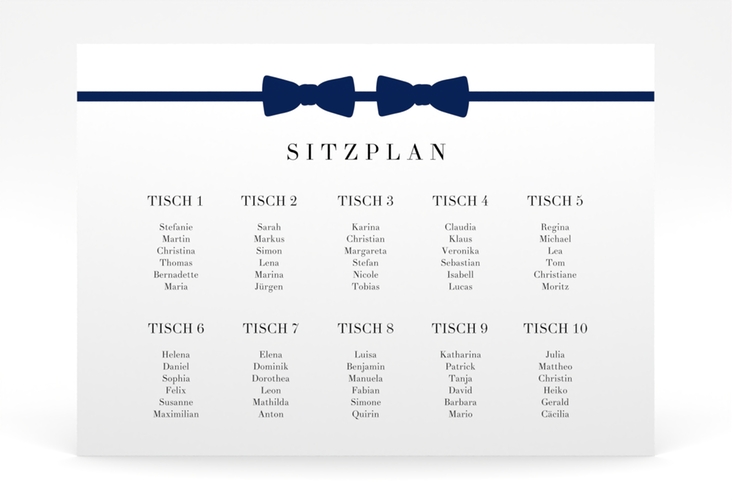 Sitzplan Poster Hochzeit Suits 70 x 50 cm Poster blau