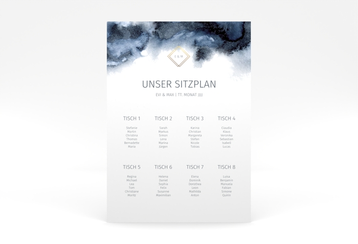 Sitzplan Poster Hochzeit Aquarellic 50 x 70 cm Poster