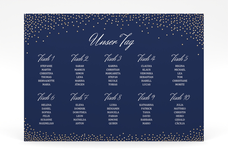 Sitzplan Poster Hochzeit Glitter 70 x 50 cm Poster blau