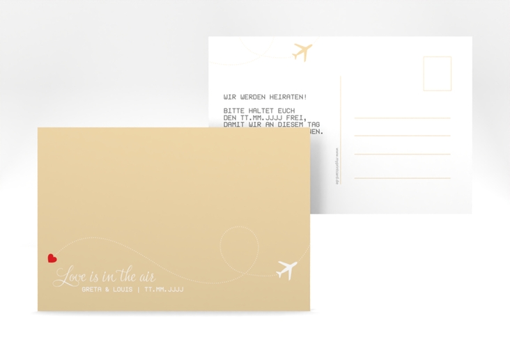 Save the Date-Postkarte Weddingpass A6 Postkarte beige