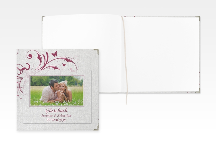 Gästebuch Selection Hochzeit Palma Leinen-Hardcover pink