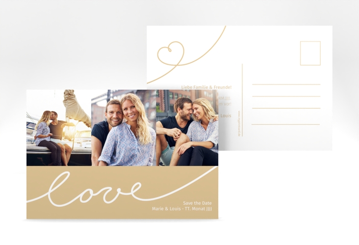 Save the Date-Postkarte Line A6 Postkarte beige