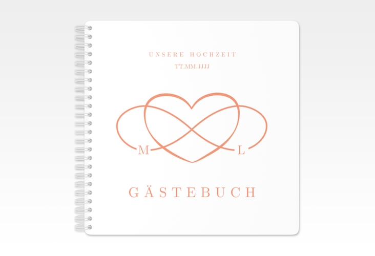 Gästebuch Hochzeit Infinity Ringbindung apricot