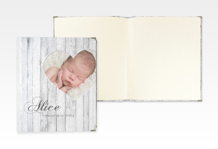 Baby Fotoalbum Herzlein 21 x 25 cm weiss