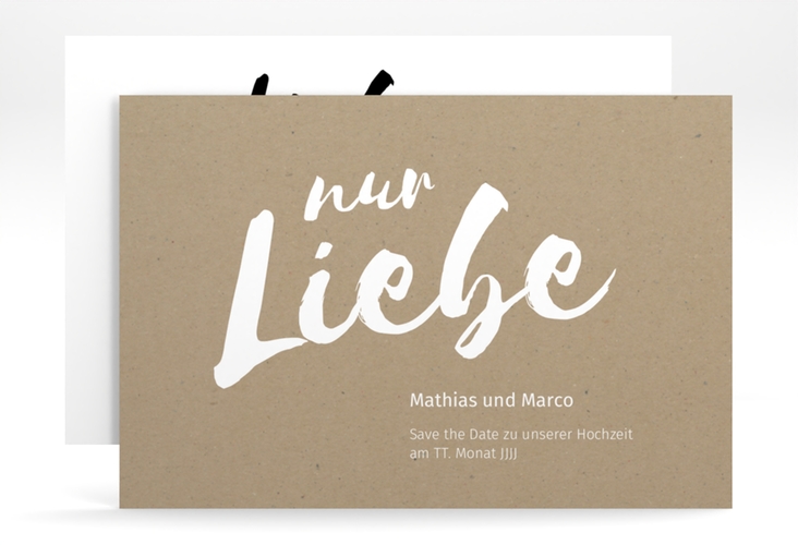 Save the Date-Karte Message A6 Karte quer Kraftpapier hochglanz