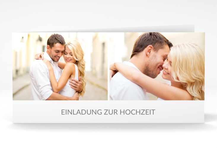 Hochzeitseinladung Vista lange Klappkarte quer weiss hochglanz