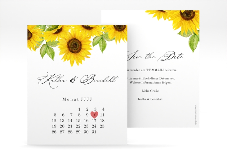 Save the Date-Kalenderblatt Sonnenblume Kalenderblatt-Karte