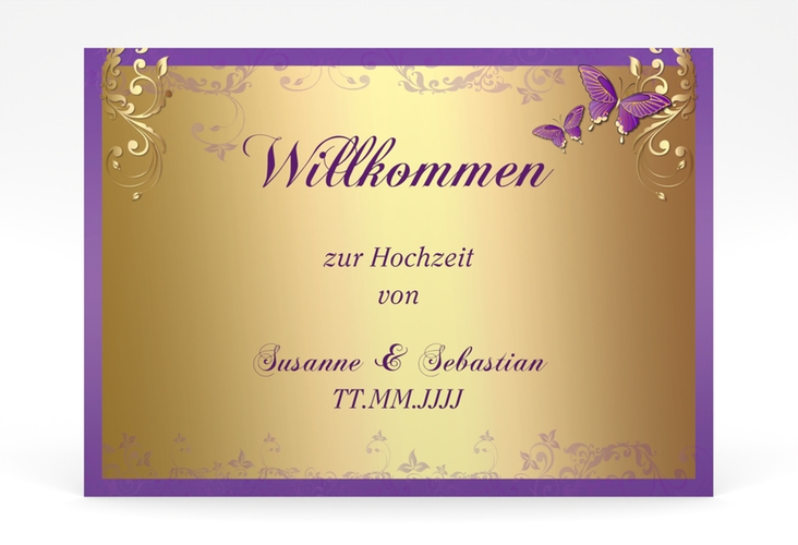 Willkommensschild Poster Toulouse 70 x 50 cm Poster lila romantisch mit Schmetterlingen