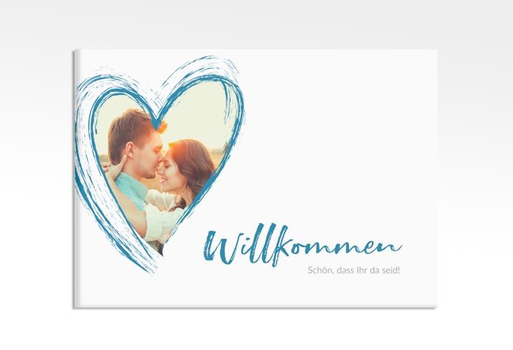 Willkommensschild Leinwand Liebe 70 x 50 cm Leinwand tuerkis