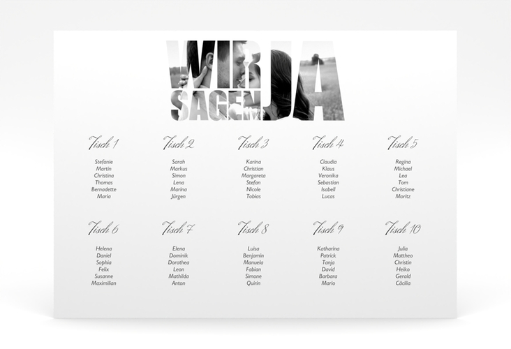 Sitzplan Poster Hochzeit Letters 70 x 50 cm Poster weiss