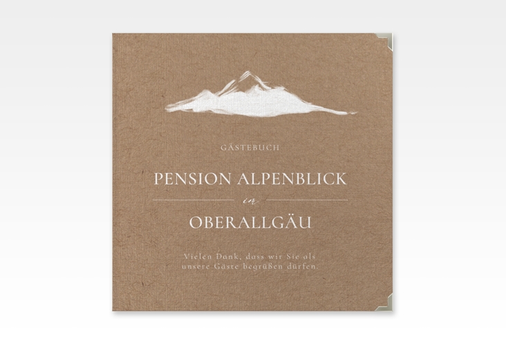 Gästebuch Selection Ferienwohnung Alpenblick Leinen-Hardcover Kraftpapier mit Berggipfel-Motiv