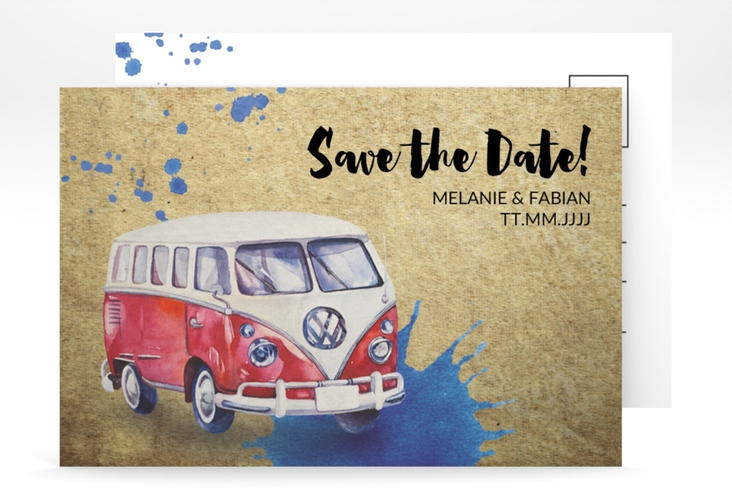 Save the Date-Postkarte Bulli A6 Postkarte