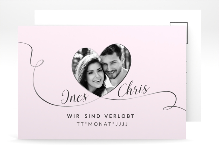 Verlobungskarte Hochzeit Dolce A6 Postkarte rosa