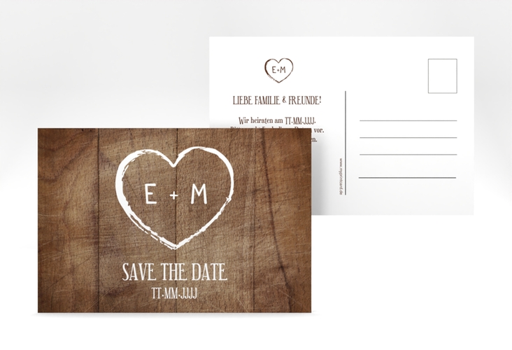 Save the Date-Postkarte Wood A6 Postkarte