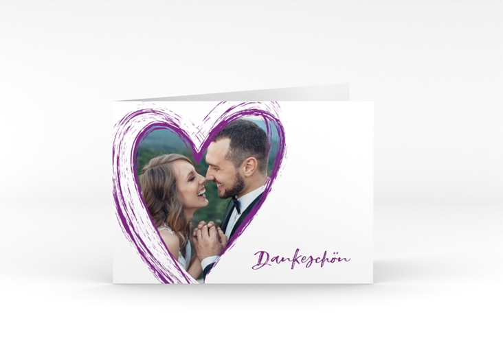 Danksagung Hochzeit Liebe A6 Klappkarte quer lila hochglanz