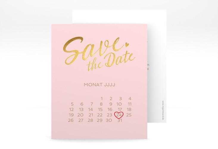 Save the Date-Kalenderblatt Glam Kalenderblatt-Karte rosa