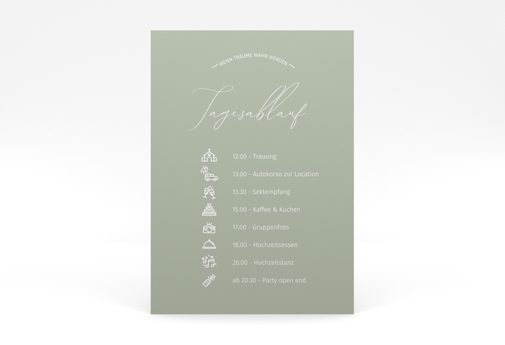 Tagesablauf Poster Hochzeit Federschrift 50 x 70 cm Poster in schlichtem Design mit Kalligrafie