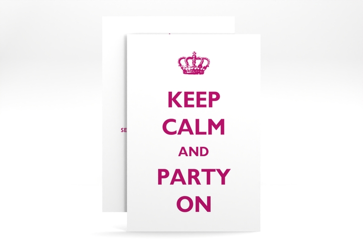 Party Einladungskarte Statement A6 Karte hoch mit Keep-Calm-Spruch