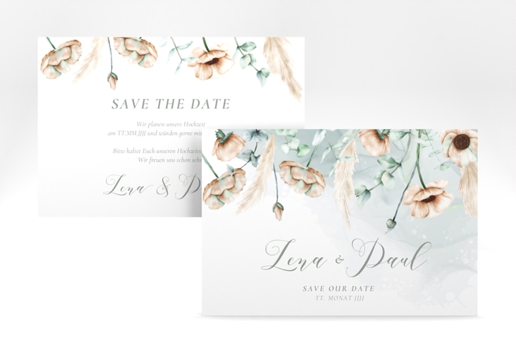 Save the Date-Karte Anemone A6 Karte quer mint hochglanz