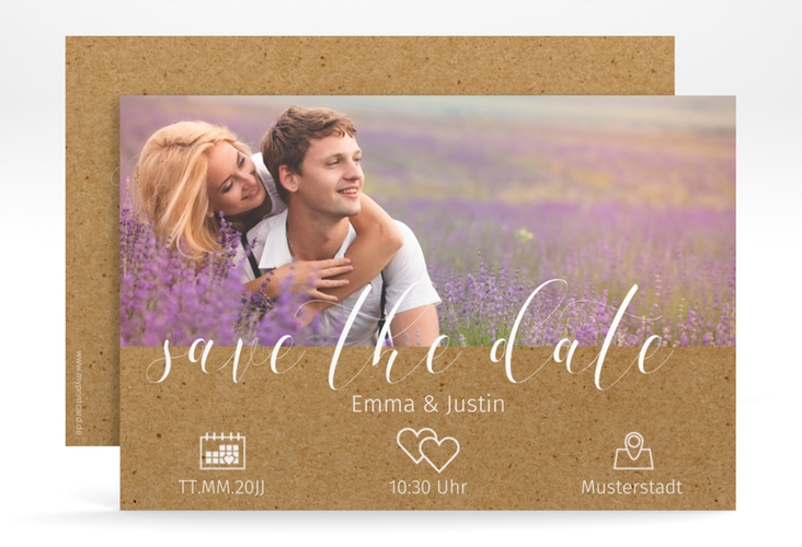 Save the Date-Karte Timetable A6 Karte quer Kraftpapier hochglanz