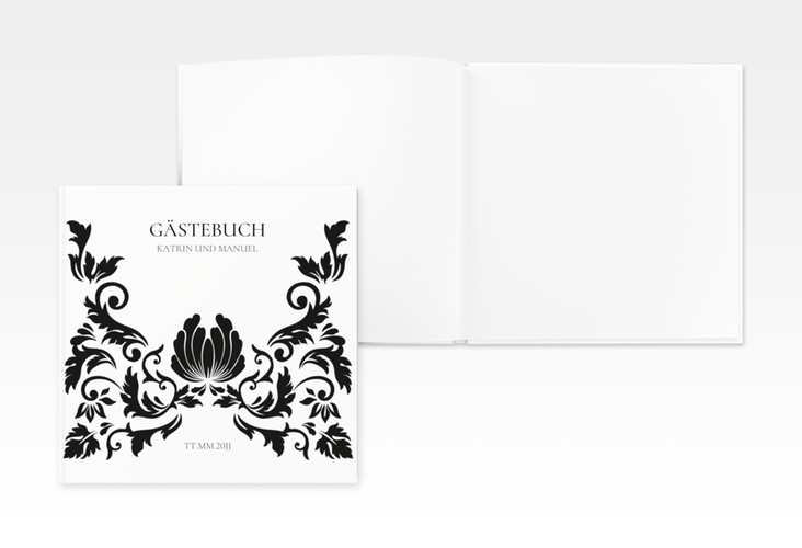 Gästebuch Creation Hochzeit Royal 20 x 20 cm, Hardcover weiss mit barockem Blumen-Ornament