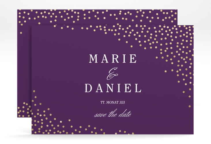 Save the Date-Karte Glitter A6 Karte quer lila