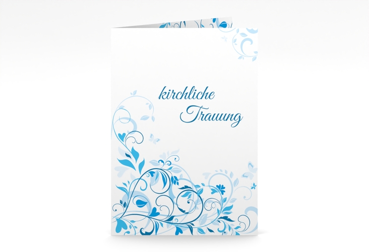 Kirchenheft Hochzeit Lilly A5 Klappkarte hoch blau