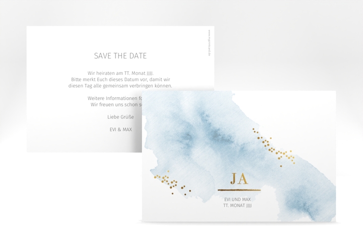 Save the Date-Karte Pastell A6 Karte quer blau