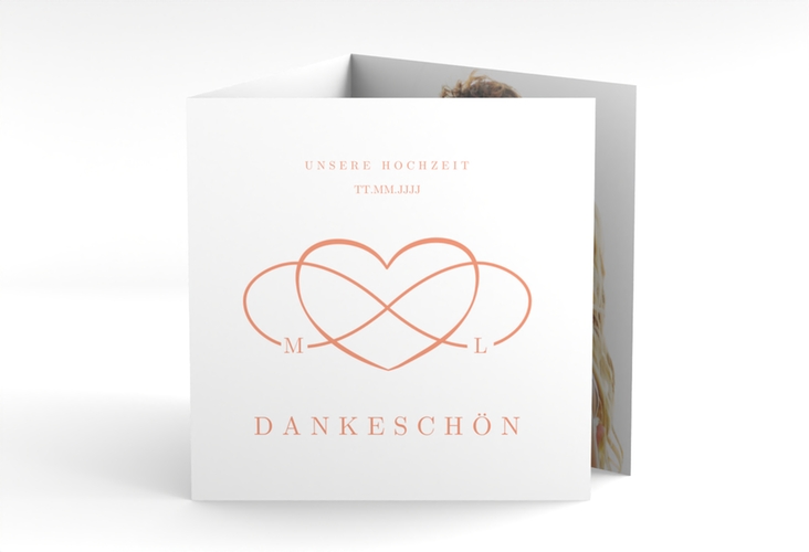 Dankeskarte Hochzeit Infinity quadr. Doppel-Klappkarte apricot