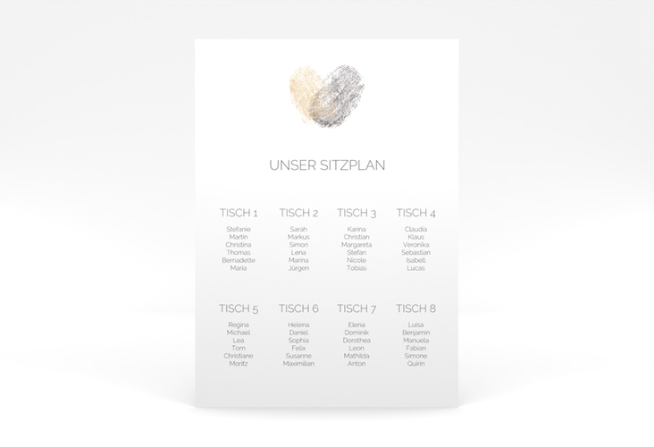 Sitzplan Poster Hochzeit Fingerprint 50 x 70 cm Poster beige schlicht mit Fingerabdruck-Motiv