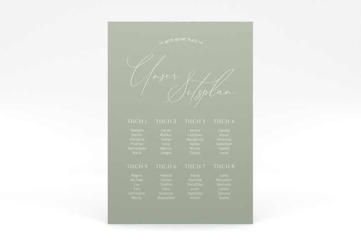 Sitzplan Poster Hochzeit Federschrift 50 x 70 cm Poster in schlichtem Design mit Kalligrafie